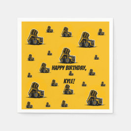 建築ダンプトラックパーティー | 名前の追加 スタンダードカクテルナプキン