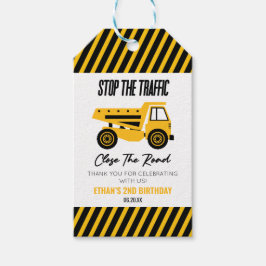 建築ダンプトラックブルドーザー誕生日パーティー ギフトタグ