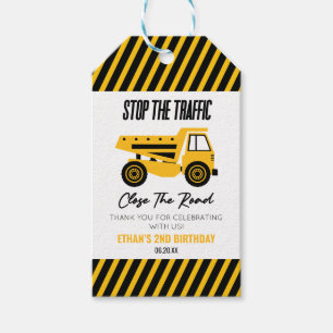 建築ダンプトラックブルドーザー誕生日パーティー ギフトタグ