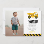 建築ダンプトラックブルドーザー誕生日パーティー サンキューカード (正面)