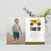 建築ダンプトラックブルドーザー誕生日パーティー サンキューカード (スタンド正面)