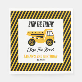 建築ダンプトラックブルドーザー誕生日パーティー スタンダードランチョンナプキン