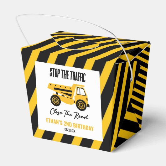 建築ダンプトラックブルドーザー誕生日パーティー フェイバーボックス (裏面サイド)