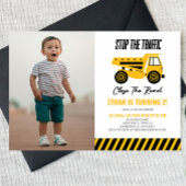 建築ダンプトラックブルドーザー誕生日パーティー 招待状