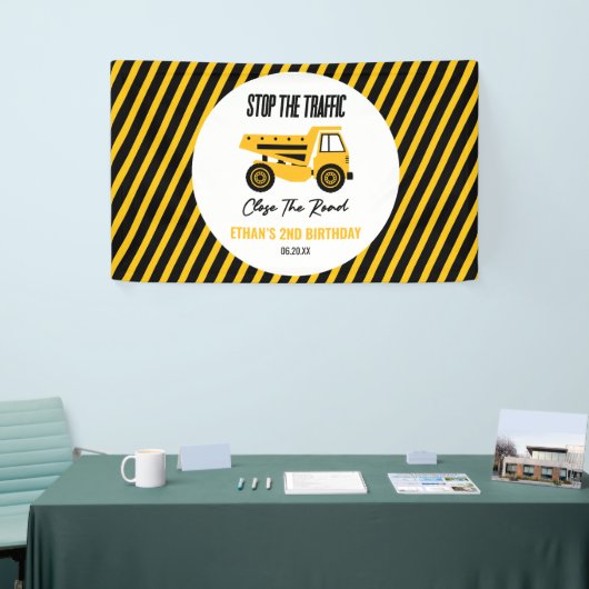 建築ダンプトラックブルドーザー誕生日パーティー 横断幕 (トレードショー)