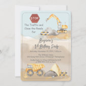 建築ダンプトラックボーイの誕生日パーティー 招待状 (正面)