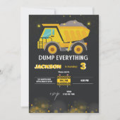 建築ダンプトラックボーイズバースデーパーティー 招待状 (正面)