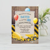 建築ダンプトラックボーイズファースト誕生日 招待状 (スタンド正面)