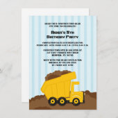 建築ダンプトラックボーイズ誕生日パーティー招待状 招待状 (正面/裏面)