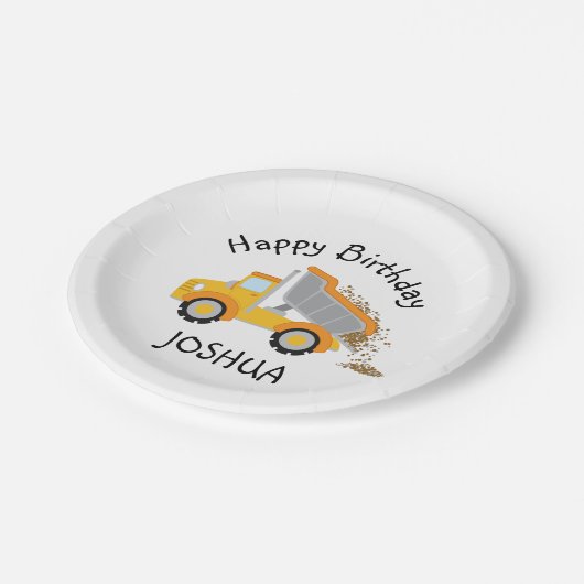 建築ダンプトラックボーイズ誕生日 ペーパープレート (アングル)