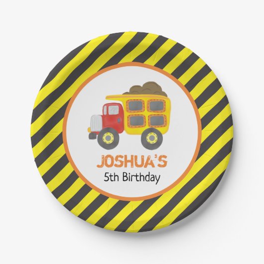 建築ダンプトラックボーイバースデーパーティー ペーパープレート (正面)