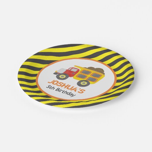 建築ダンプトラックボーイバースデーパーティー ペーパープレート (アングル)