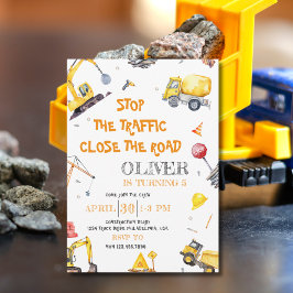 建築ダンプトラックボーイバースデーパーティー 招待状