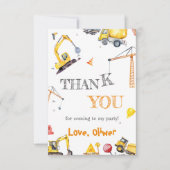 建築ダンプトラックボーイ誕生日黄 サンキューカード (正面)