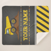 建築ダンプトラックモパーソナライズされたノグラム名 シェルパブランケット (正面(横))