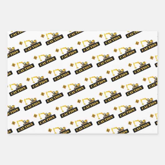 建築ダンプトラック子供の誕生日ギフト ラッピングペーパーシート (正面2)