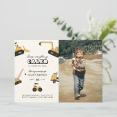 建築ダンプトラック子供の誕生日パーティーインビタ 招待状 (スタンド正面)