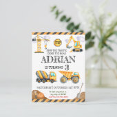 建築ダンプトラック子供の誕生日パーティー ポストカード (スタンド正面)