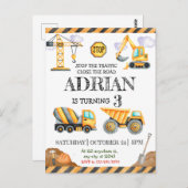 建築ダンプトラック子供の誕生日パーティー ポストカード (正面/裏面)