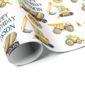 建築ダンプトラック子供の誕生日パーティー ラッピングペーパー (ロールコーナー)