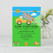 建築ダンプトラック子供の誕生日パーティー 招待状 (スタンド正面)