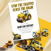建築ダンプトラック子供の誕生日パーティー 招待状