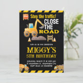 建築ダンプトラック子供の誕生日パーティー 招待状 (スタンド正面)