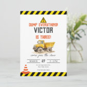 建築ダンプトラック子供の誕生日パーティー 招待状 (スタンド正面)