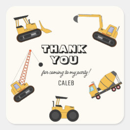 建築ダンプトラック子供の誕生日 スクエアシール