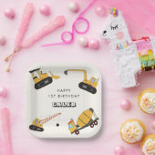 建築ダンプトラック子供の誕生日 ペーパープレート (パーティー)