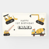 建築ダンプトラック子供の誕生日 横断幕 (横)