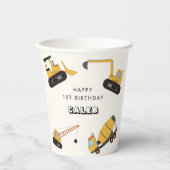 建築ダンプトラック子供の誕生日 紙コップ (正面)