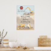 建築ダンプトラック少年の誕生日パーティー ポスター (キッチン)