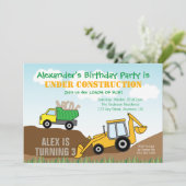 建築ダンプトラック少年の誕生日パーティー 招待状 (スタンド正面)