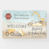 建築ダンプトラック少年の誕生日パーティー 横断幕 (横)