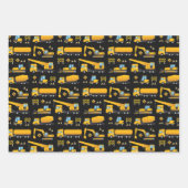 建築ダンプトラック掘削機子供が存在 ラッピングペーパーシート (正面3)