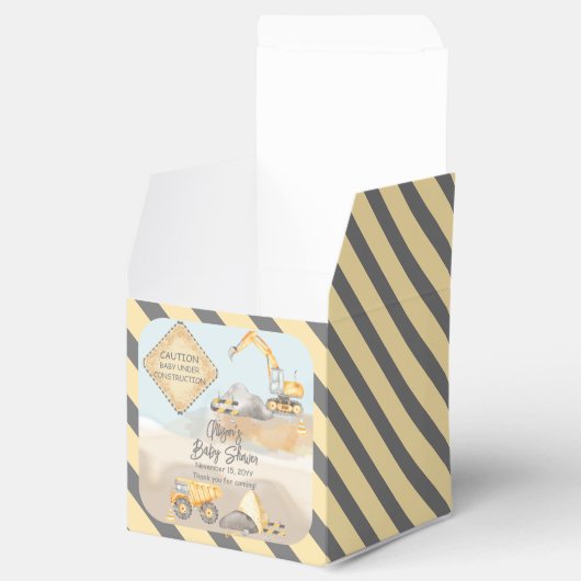 建築ダンプトラック男の子ベビーシャワー フェイバーボックス (オープン)