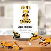 建築ダンプトラック第7の誕生日パーティー 招待状