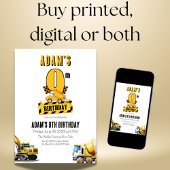 建築ダンプトラック第9の誕生日パーティー 招待状