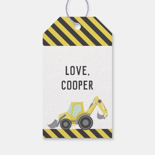 建築ダンプトラック誕生日の下に年齢 ギフトタグ (裏面)