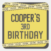 建築ダンプトラック誕生日の下に年齢 スクエアシール (正面)