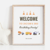 建築ダンプトラック誕生日ウェルカムサイン ポスター