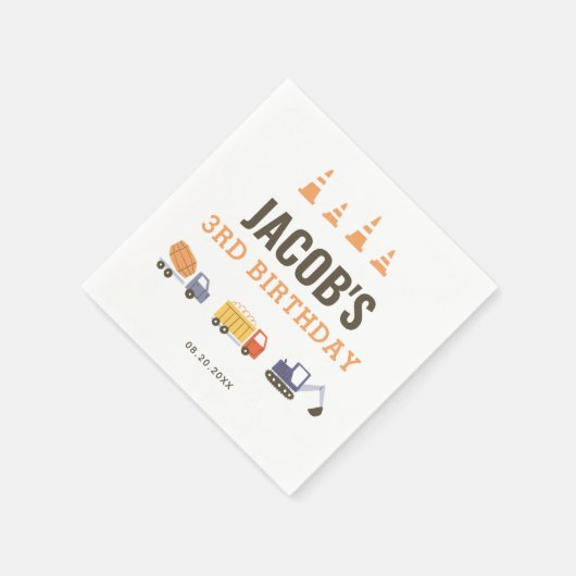 建築ダンプトラック誕生日パーティナプキンス スタンダードカクテルナプキン (角)