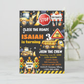 建築ダンプトラック誕生日パーティーの招待 招待状 (スタンド正面)