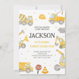 建築ダンプトラック誕生日パーティーの招待 招待状