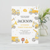 建築ダンプトラック誕生日パーティーの招待 招待状 (スタンド正面)