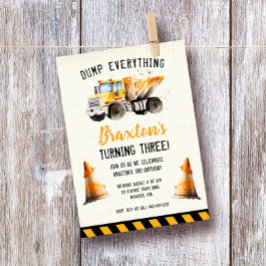 建築ダンプトラック誕生日パーティーの招待 招待状