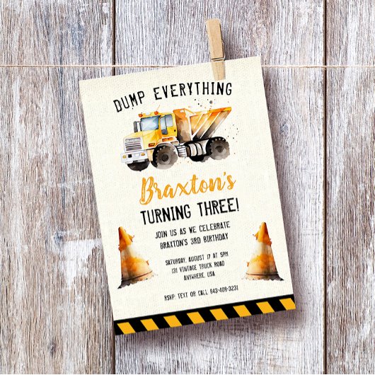 建築ダンプトラック誕生日パーティーの招待 招待状