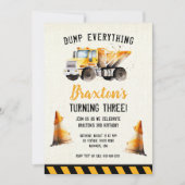 建築ダンプトラック誕生日パーティーの招待 招待状 (正面)