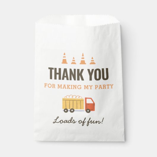 建築ダンプトラック誕生日パーティー フェイバーバッグ (正面)
